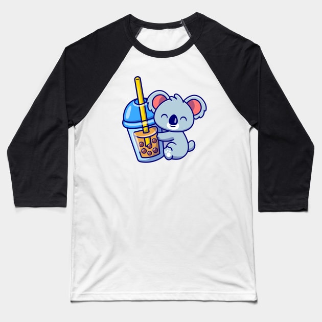 Cute Koala Hug Boba Milk Tea Baseball T-Shirt by Catalyst Labs